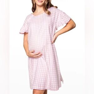Twill hospital gown in pink gingham
